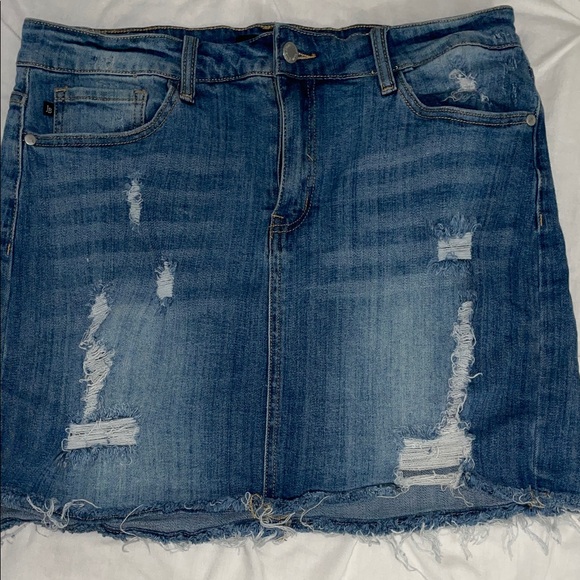 Judy Blue Ripped Denim Pencil Skirt - Picture 1 of 5